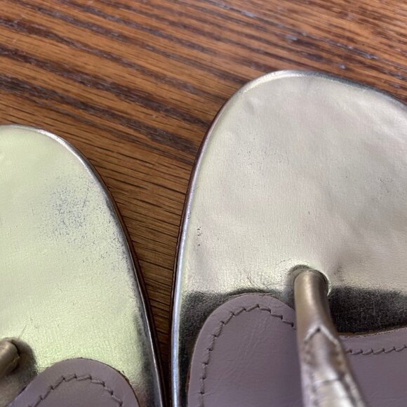 Miu Miu Metallic Gold Sandals with Rhinestone Heel Design, Size 41 EU - Picture 11 of 16